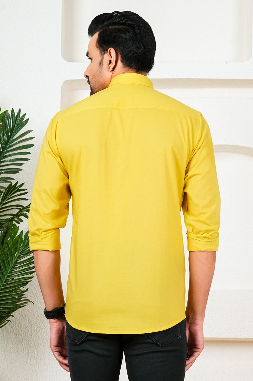 Men’s Premium Solid Yellow Full Sleeve Shirt