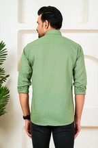 Men's Solid Olive Green Full Sleeve Shirt