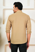 Men's Solid Beige Full Sleeve Shirt