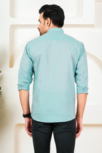 Men's Solid Sky Blue Full Sleeve Shirt