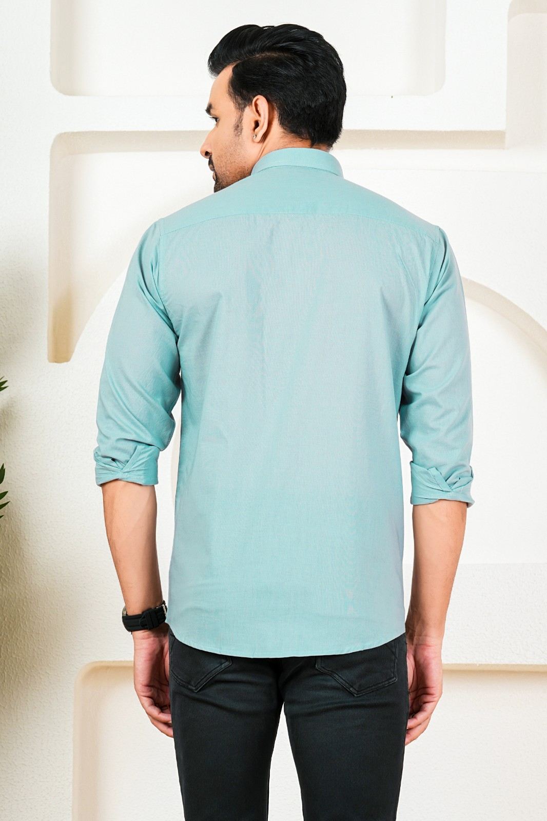 Men's Solid Sky Blue Full Sleeve Shirt