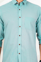 Men's Solid Sky Blue Full Sleeve Shirt