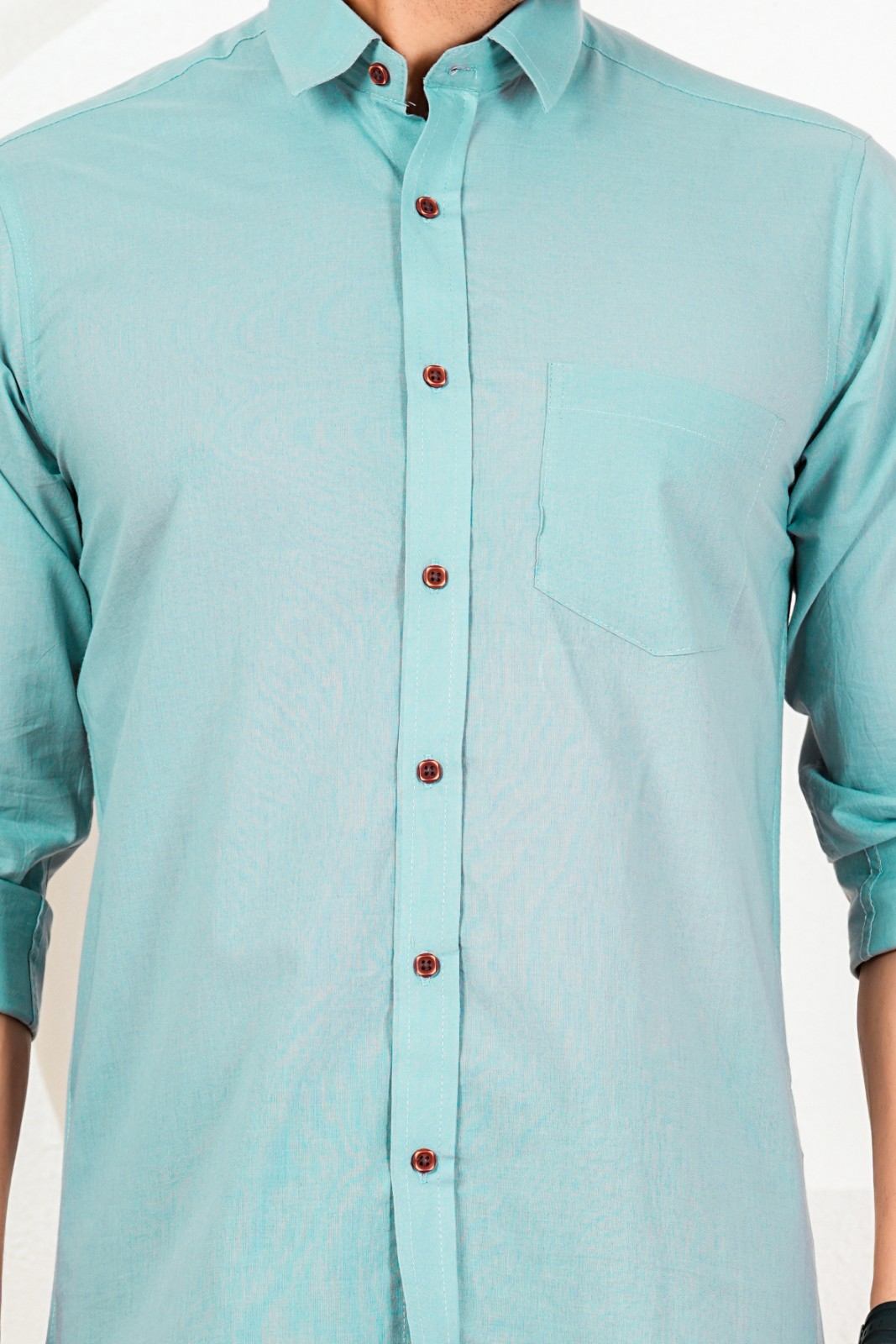 Men's Solid Sky Blue Full Sleeve Shirt