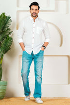 Men's Classic White Full Sleeve Casual Shirt