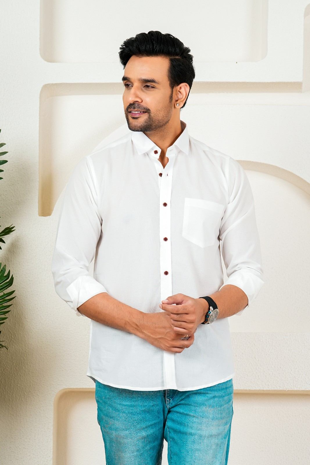 Men's Classic White Full Sleeve Casual Shirt