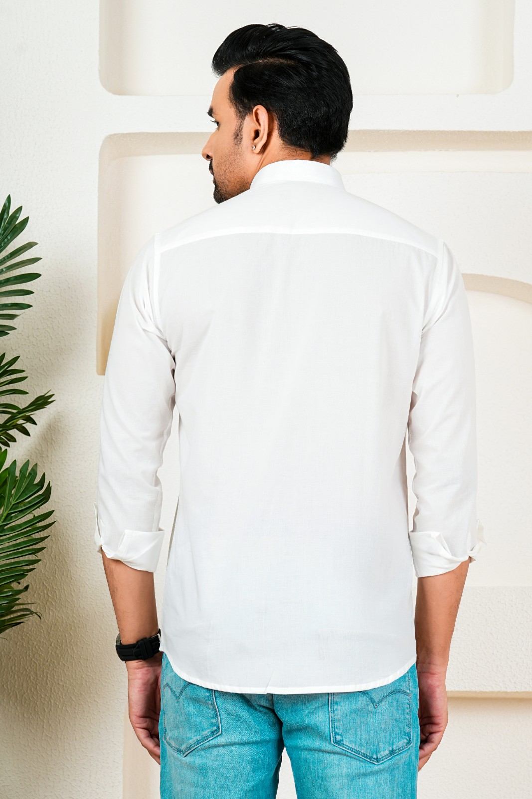 Men's Classic White Full Sleeve Casual Shirt