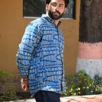 VJR Blue Symmetric Block Full Sleeves Shirt