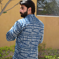 VJR Blue Symmetric Block Full Sleeves Shirt