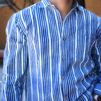 VJR Blue Stripe Katha Full Sleeves Shirt