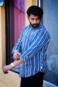 VJR Blue Stripe Katha Full Sleeves Shirt