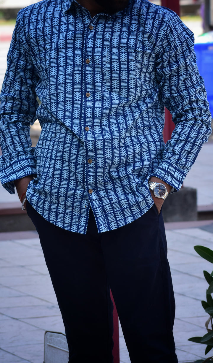 VJR Katha Nautical Chevron Patterned Full Sleeves Shirt