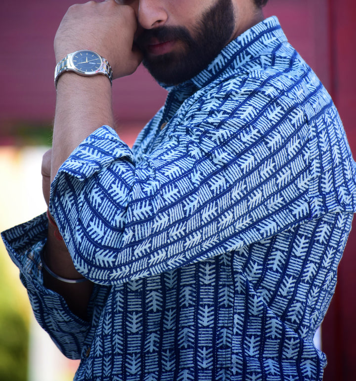VJR Katha Nautical Chevron Patterned Full Sleeves Shirt
