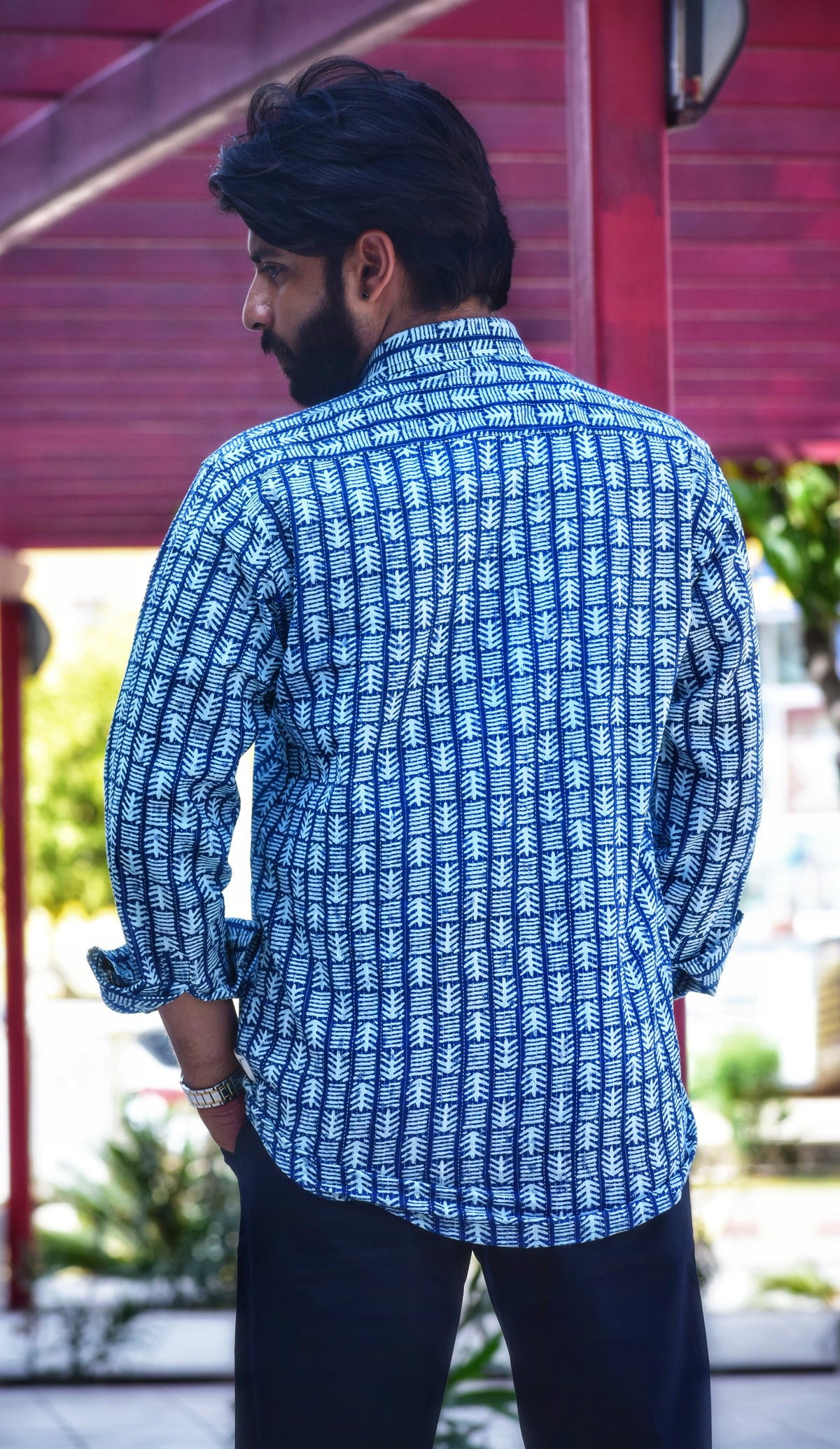 VJR Katha Nautical Chevron Patterned Full Sleeves Shirt