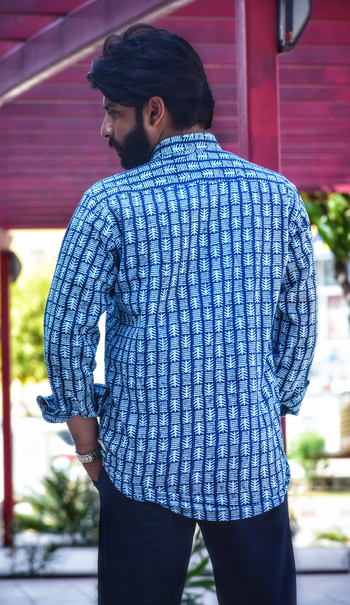 VJR Katha Nautical Chevron Patterned Full Sleeves Shirt