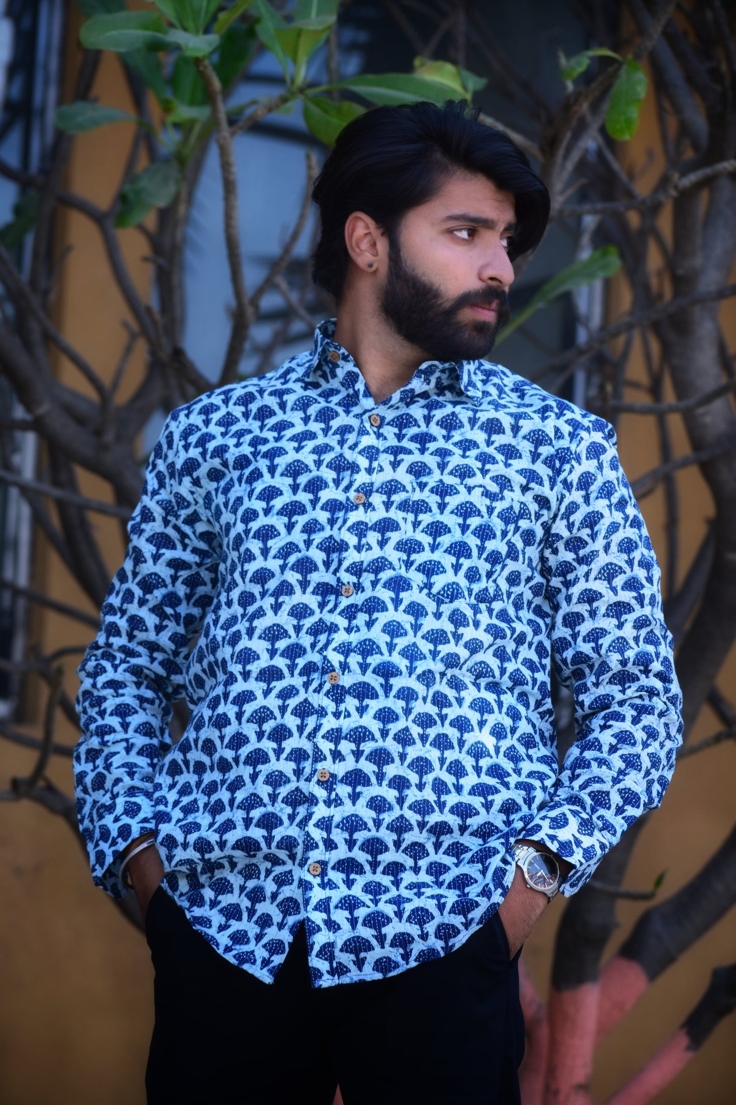 VJR Katha Floral Patterned Full Sleeves Shirt