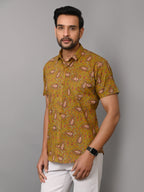VJR Mehndi Green Floral Leaf Print Half Sleeves