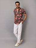 VJR Premium Pink Flower on Dark Blue Base Half Sleeves