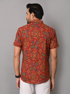 VJR Red Block Print Premium Half Sleeves