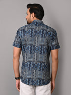 VJR Blue Stripe Geometrical Premium Half Sleeves