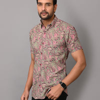 VJR Pink Paisely Print Premium Half Sleeves