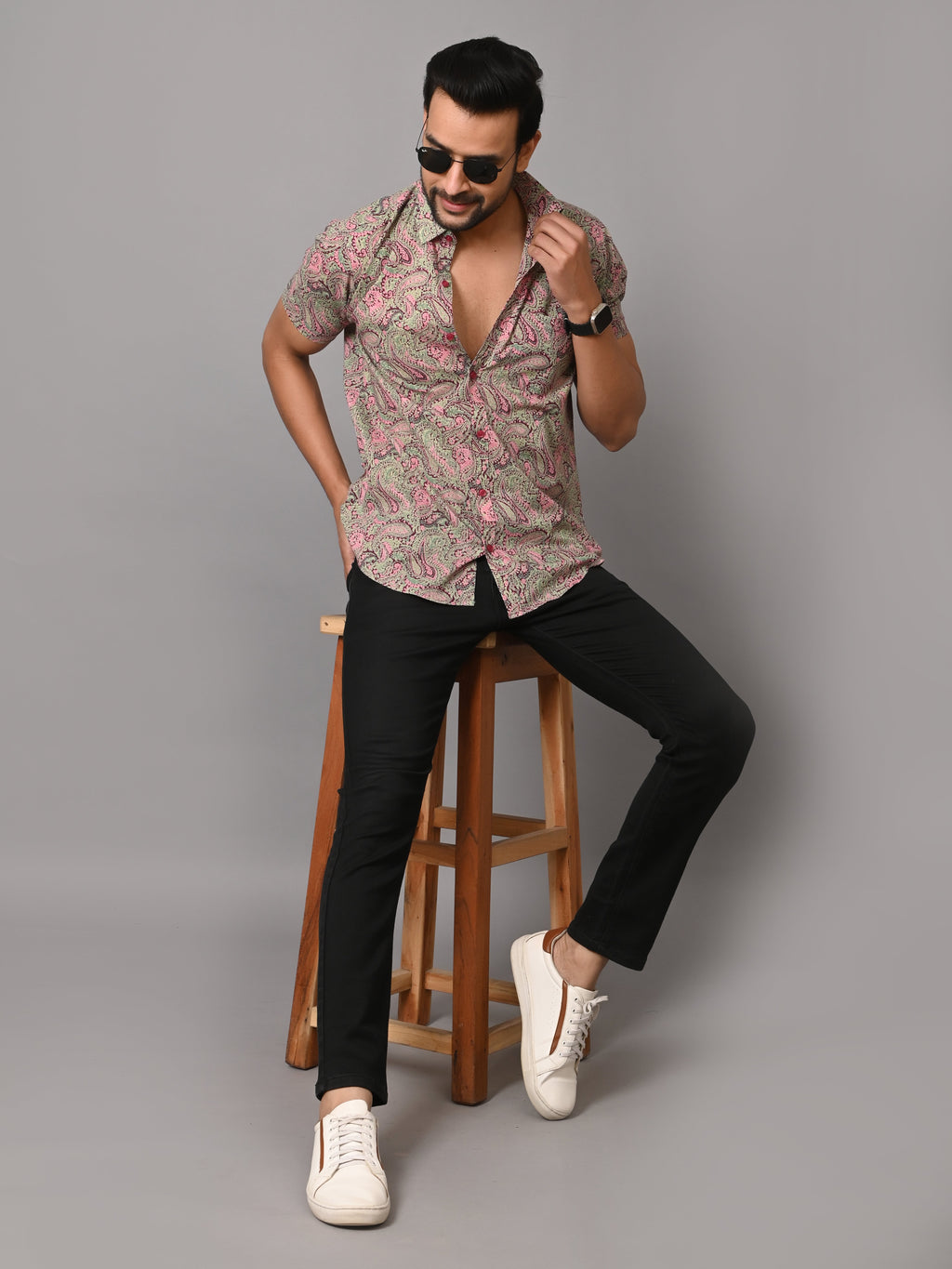 VJR Pink Paisely Print Premium Half Sleeves