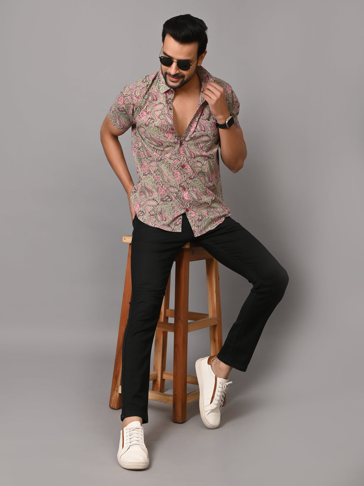 VJR Pink Paisely Print Premium Half Sleeves