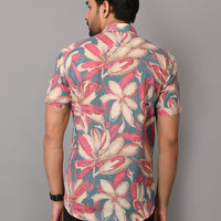 VJR Floral Pattern on Teal Base Premium Half Sleeves