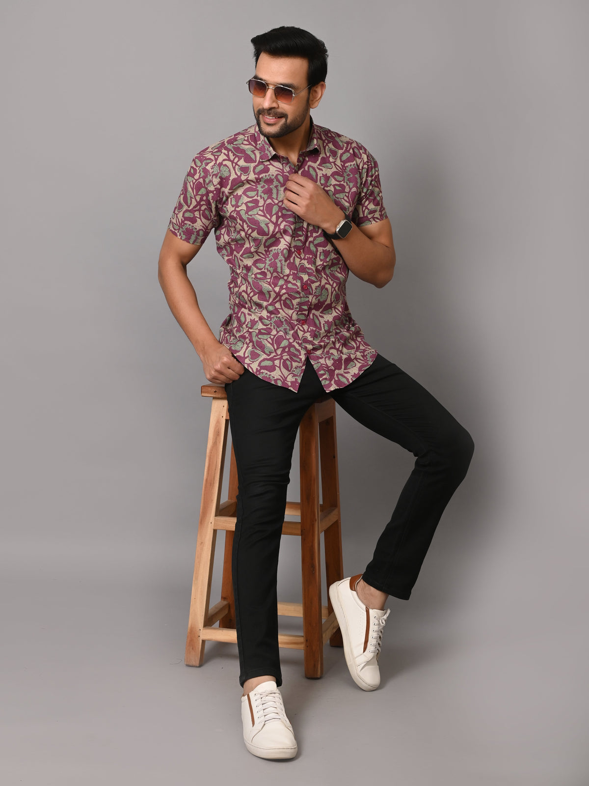 VJR Floral Block Print Premium Half Sleeves