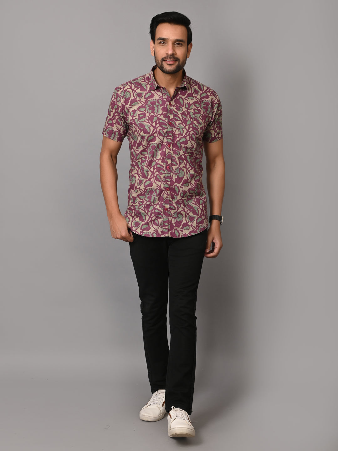 VJR Floral Block Print Premium Half Sleeves