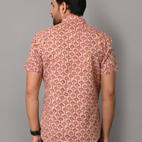 VJR Floral Stripe Peach Colour Half Sleeves