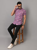 VJR Premium Pink Floral on Lavender Base Half Sleeves