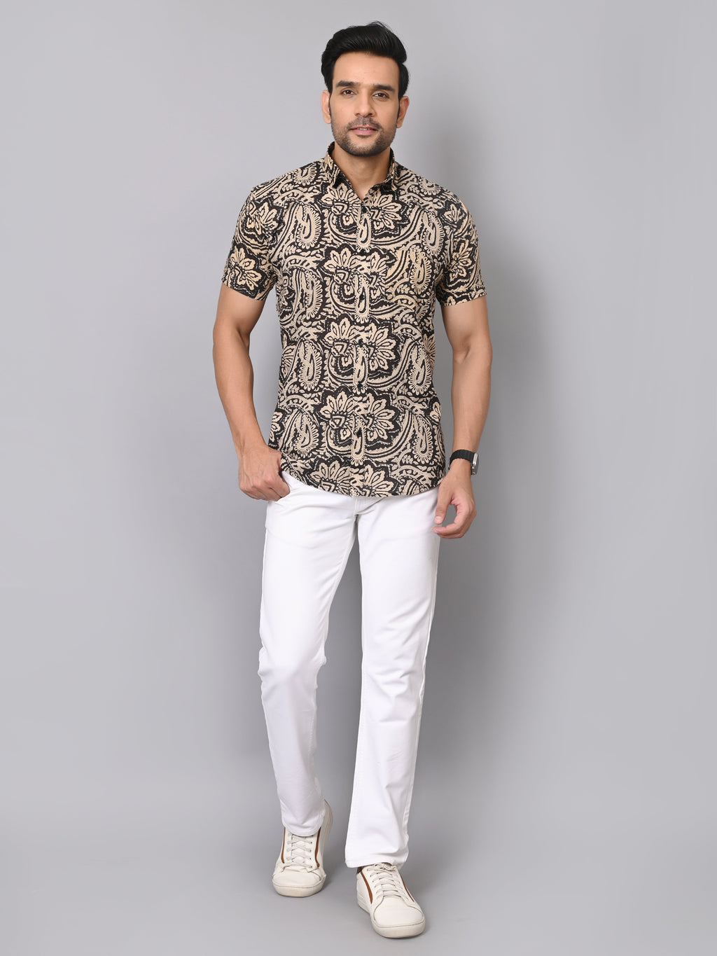 Vintage Paisley Charm Half Sleeves Shirt
