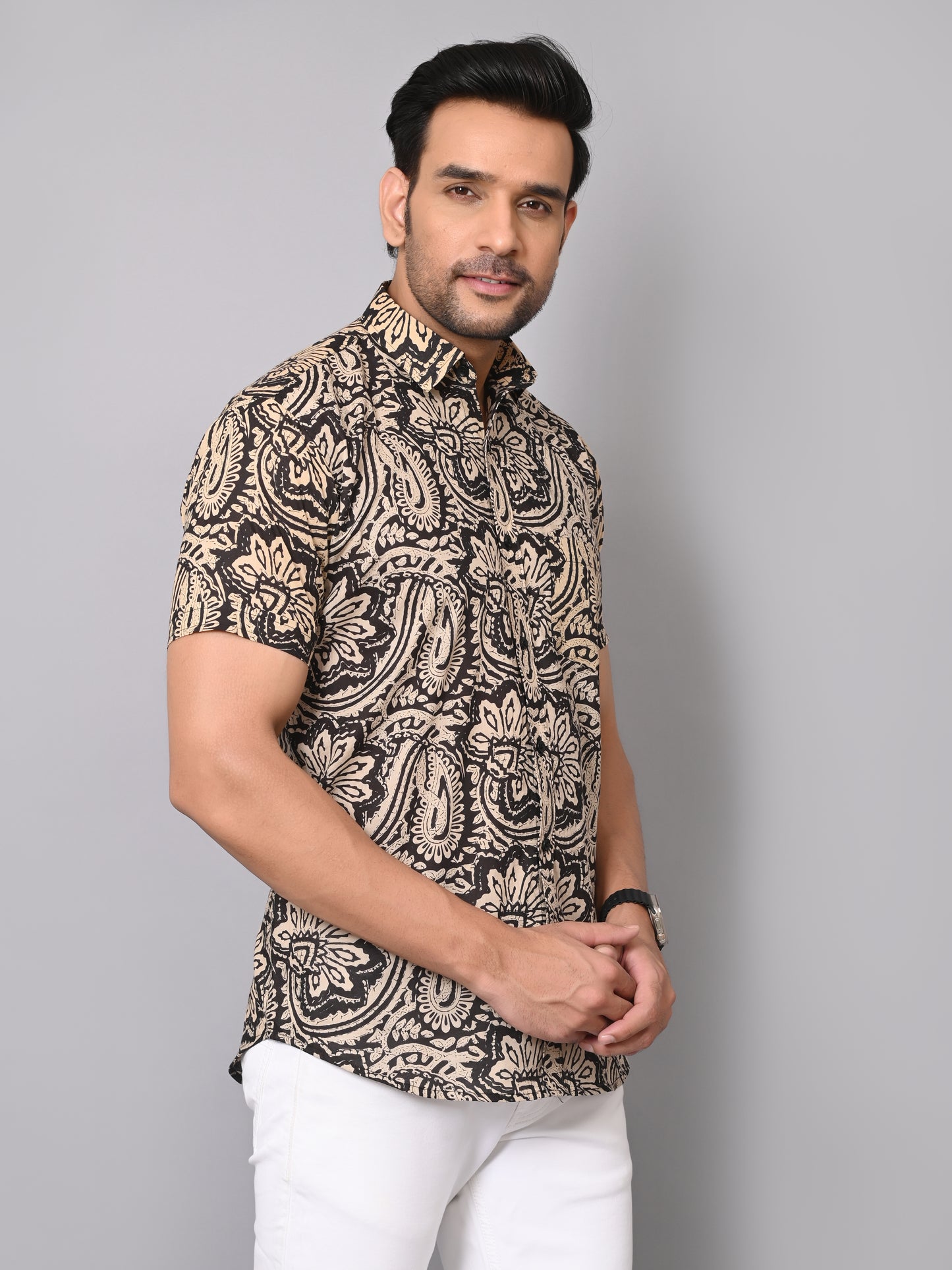 Vintage Paisley Charm Half Sleeves Shirt