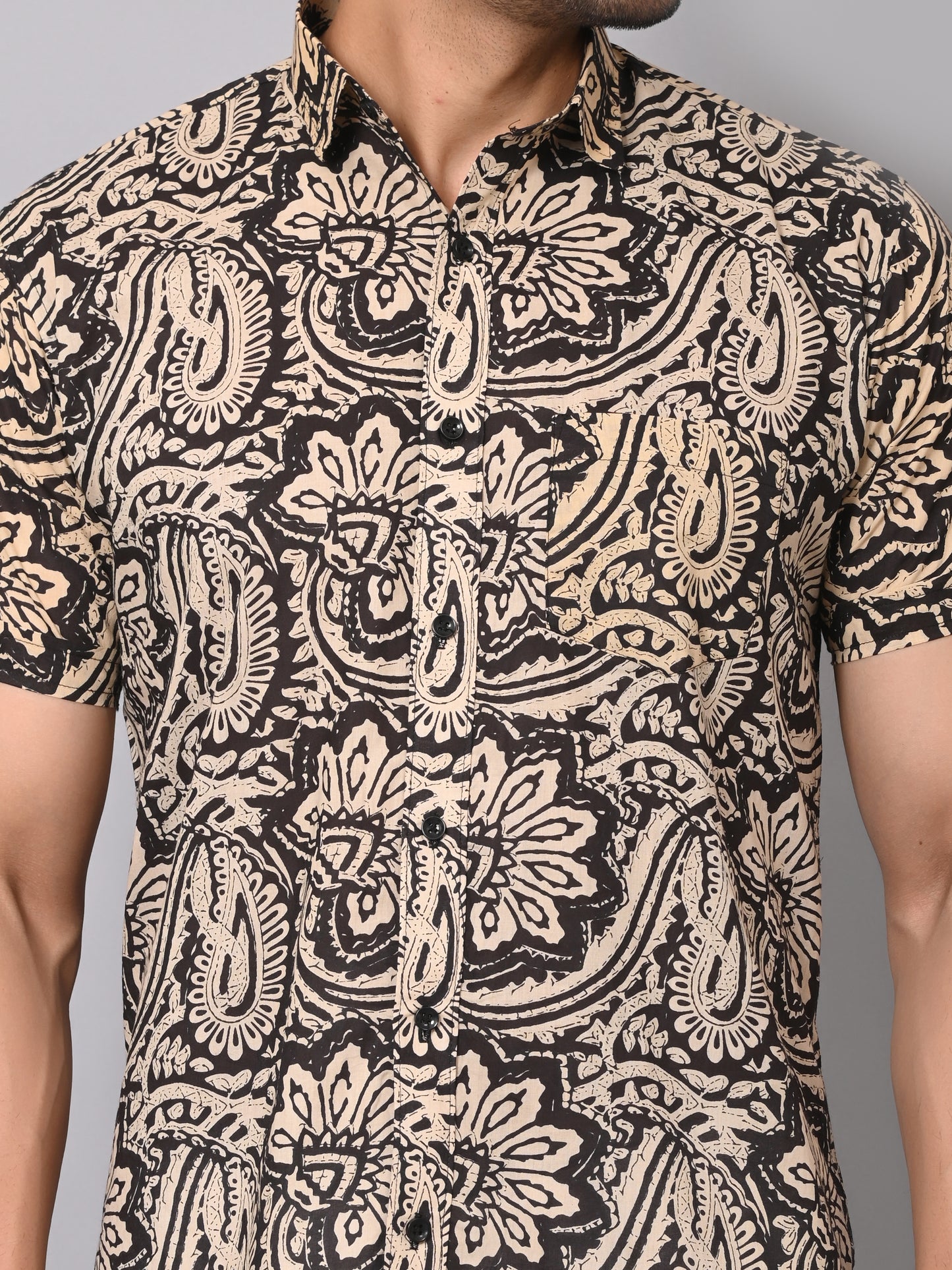 Vintage Paisley Charm Half Sleeves Shirt