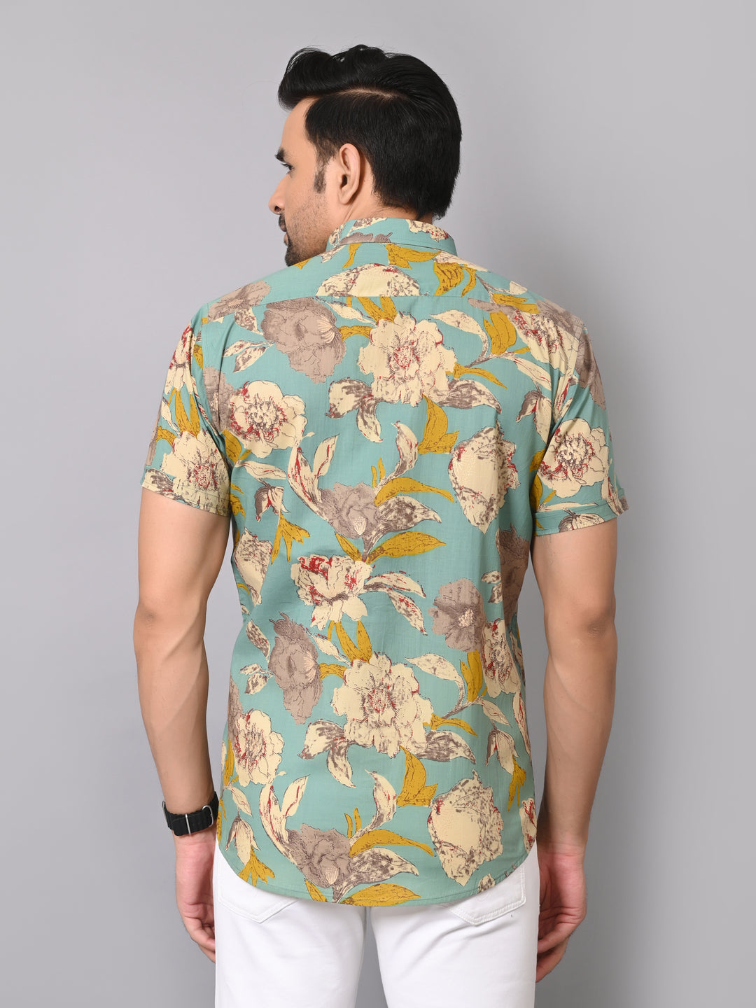 Sun-Kissed Petals Pattern Half Sleeve Shirt