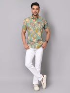 Sun-Kissed Petals Pattern Half Sleeve Shirt