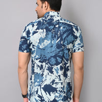 Oceanic Brushstrokes Half Sleeve Shirt