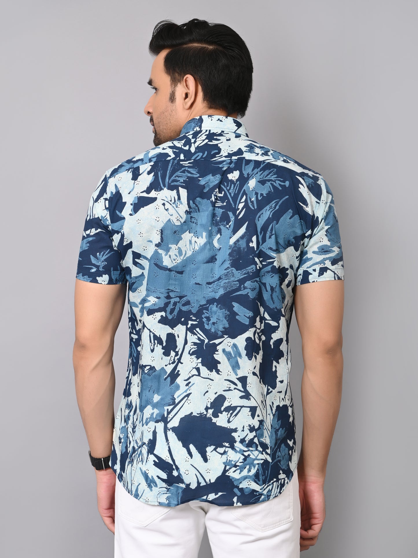 Oceanic Brushstrokes Half Sleeve Shirt