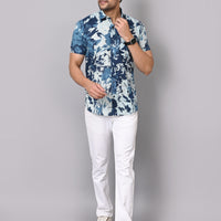 Oceanic Brushstrokes Half Sleeve Shirt