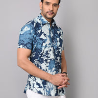 Oceanic Brushstrokes Half Sleeve Shirt