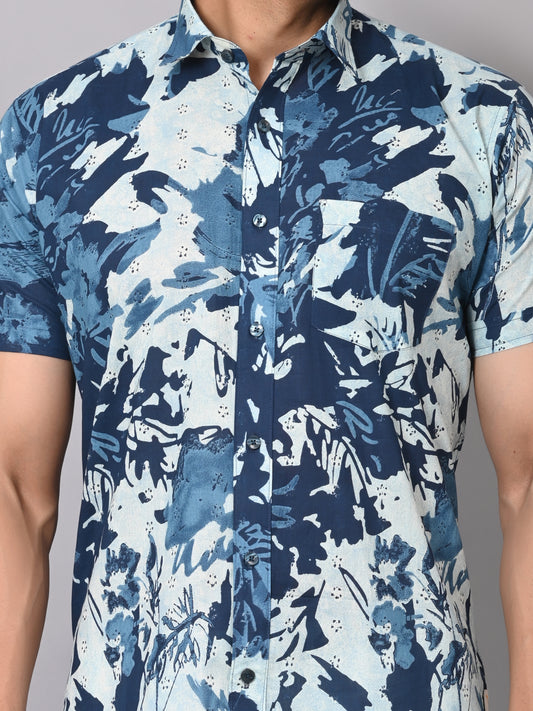 Oceanic Brushstrokes Half Sleeve Shirt