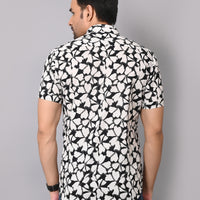 Noir Floral Elegance Half Sleeve Shirt