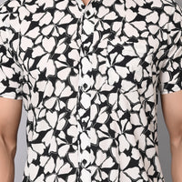 Noir Floral Elegance Half Sleeve Shirt