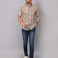 Midnight Blossom Half Sleeve Shirt