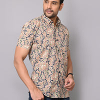 Midnight Blossom Half Sleeve Shirt