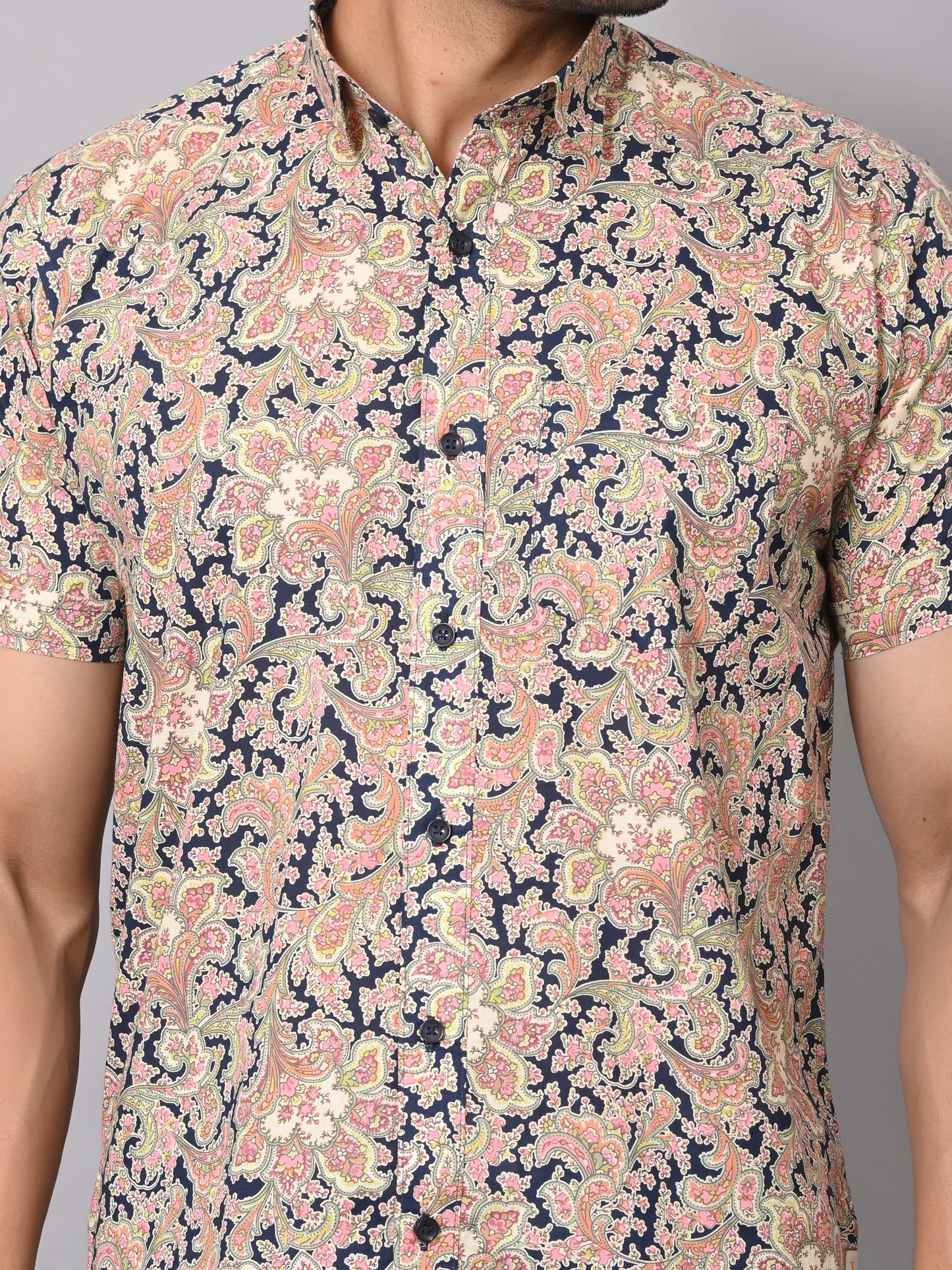 Midnight Blossom Half Sleeve Shirt