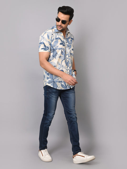 Azure Blosson Casuals Half Sleeve Shirt