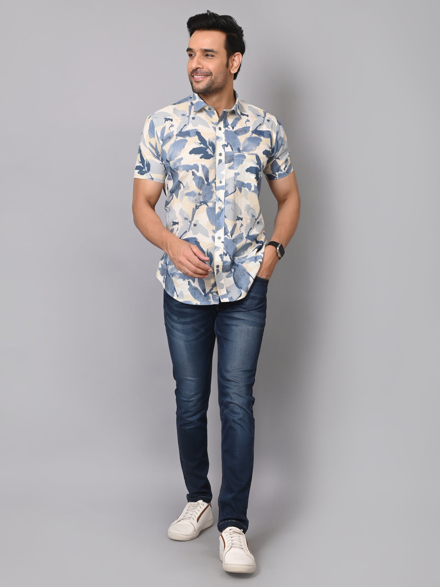 Azure Blosson Casuals Half Sleeve Shirt