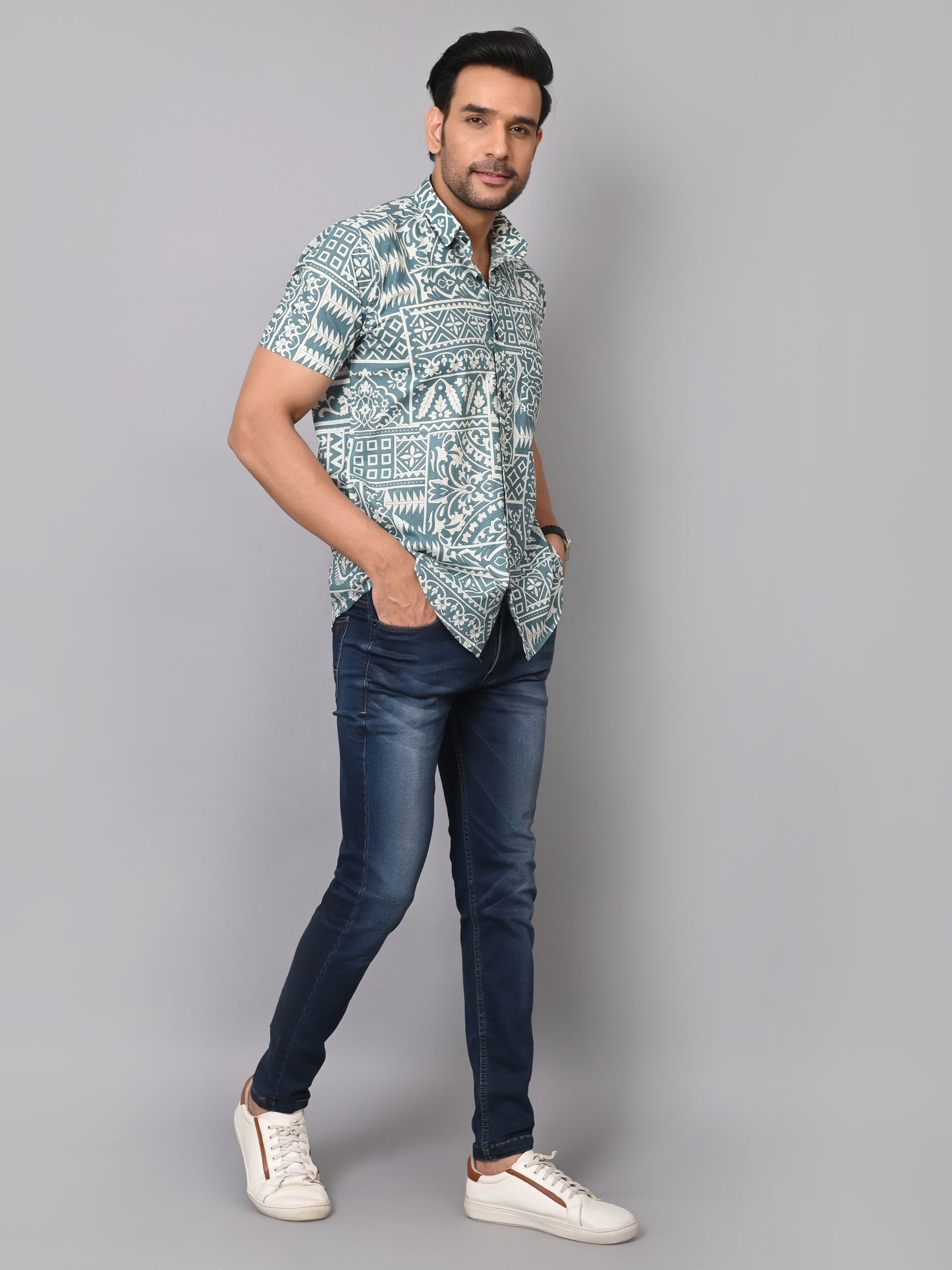 Cultural Motif Chic Half Sleeve Shirt