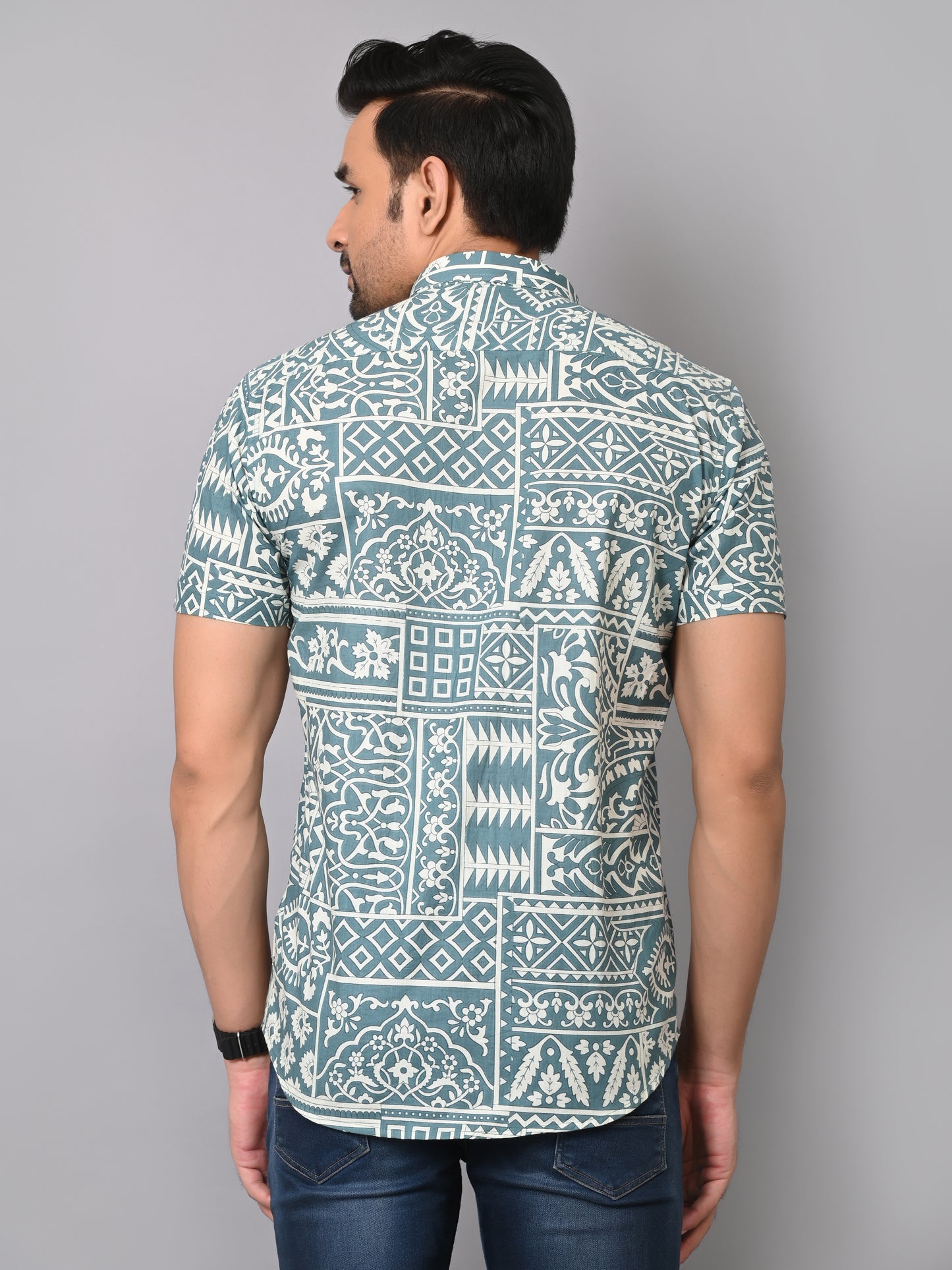 Cultural Motif Chic Half Sleeve Shirt